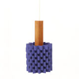 Suspension in purple lacquered metal and teak