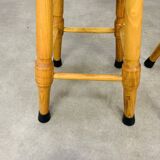 Pair of brutalist solid wood stools
