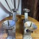 Brutalist wrought iron candlestick pair