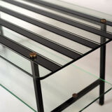 Coffee table in grooved glass and metal