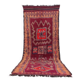 Tapis marocain berbère vintage en laine bordeaux fait main