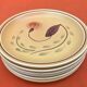 1960s 6 dessert plates Ateliers du Revernay France Matte stoneware Floral decoration