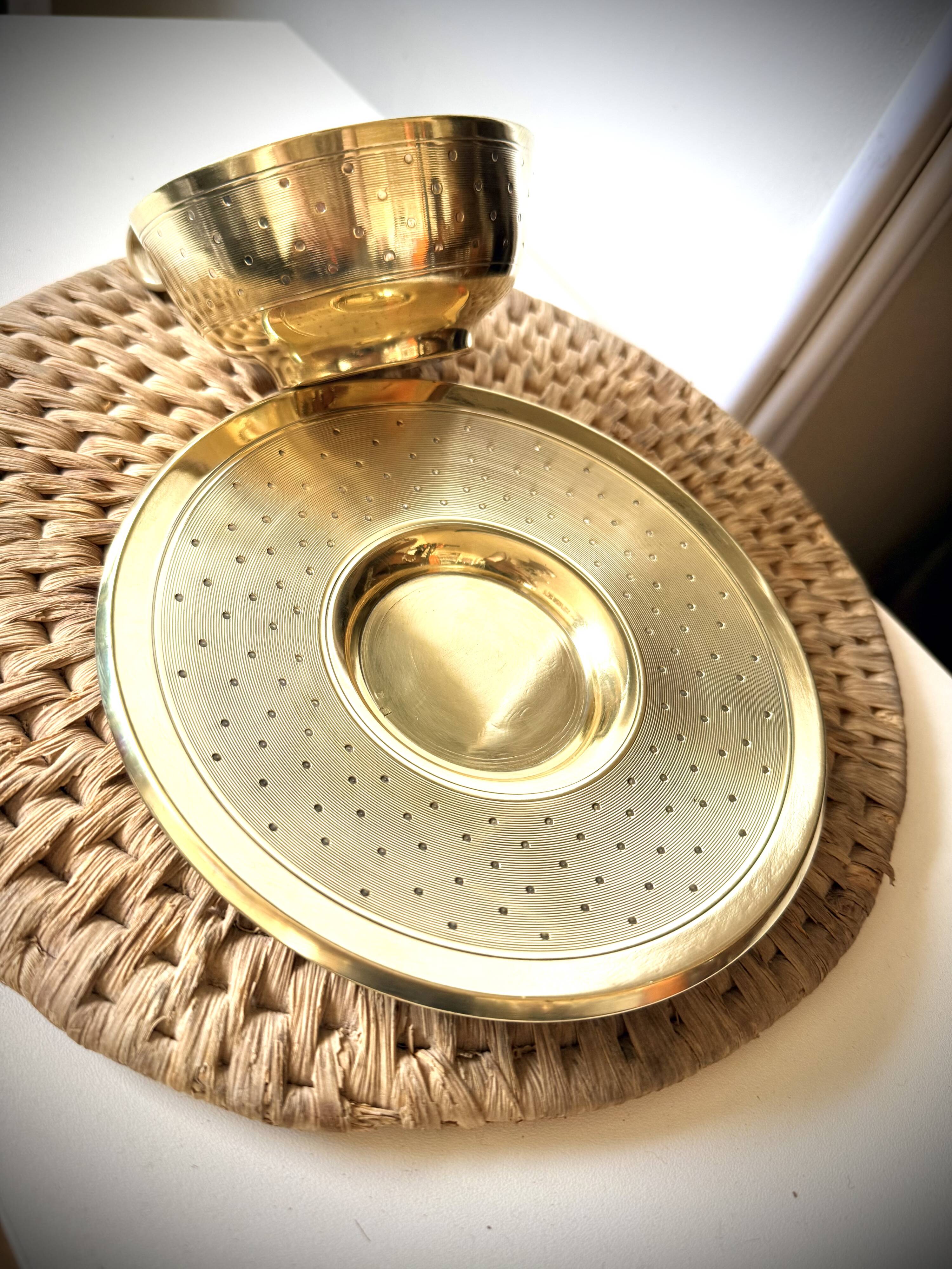 Cup and saucer in brass Saint Médard (18th century)