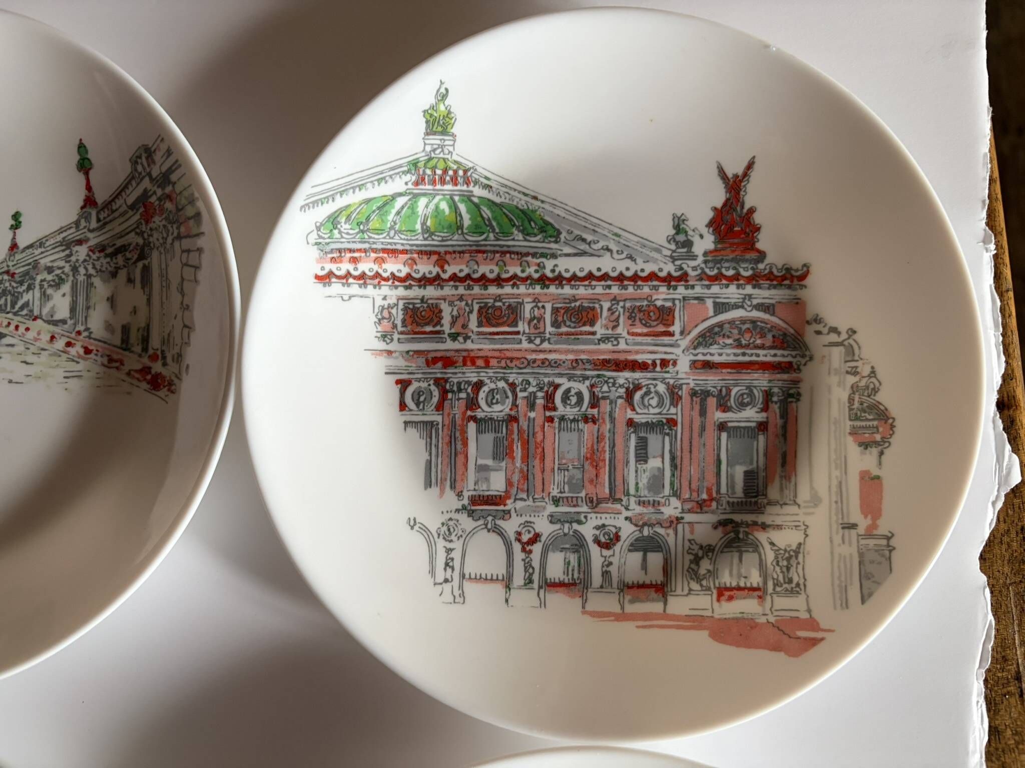 Set of 6 Françoise Saget plates "Stroll in Paris"