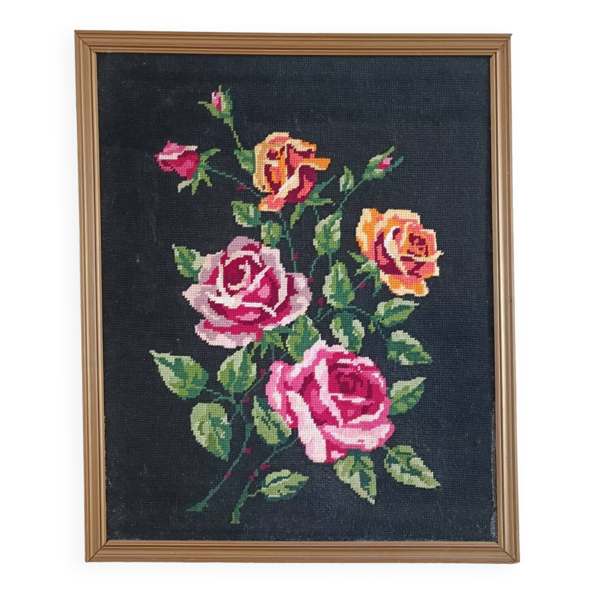 Vintage rose bouquet canvas