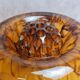 Art Deco Davidson "Cloud Glass" amber centrepiece bowl – vintage English flower holder