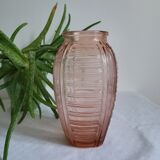 Art Deco pink moulded vase