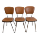 Suite de trois chaises vintage des années 70 en tube d'acier chromé et skaï
