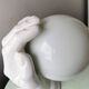Hand-shaped vintage ceramic table lamp or lamp with a 1980s white glass ball