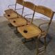 Luterma antique theatre bench circa 1930, vintage wrought iron cinema bench