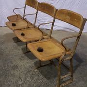 Luterma antique theatre bench circa 1930, vintage wrought iron cinema bench
