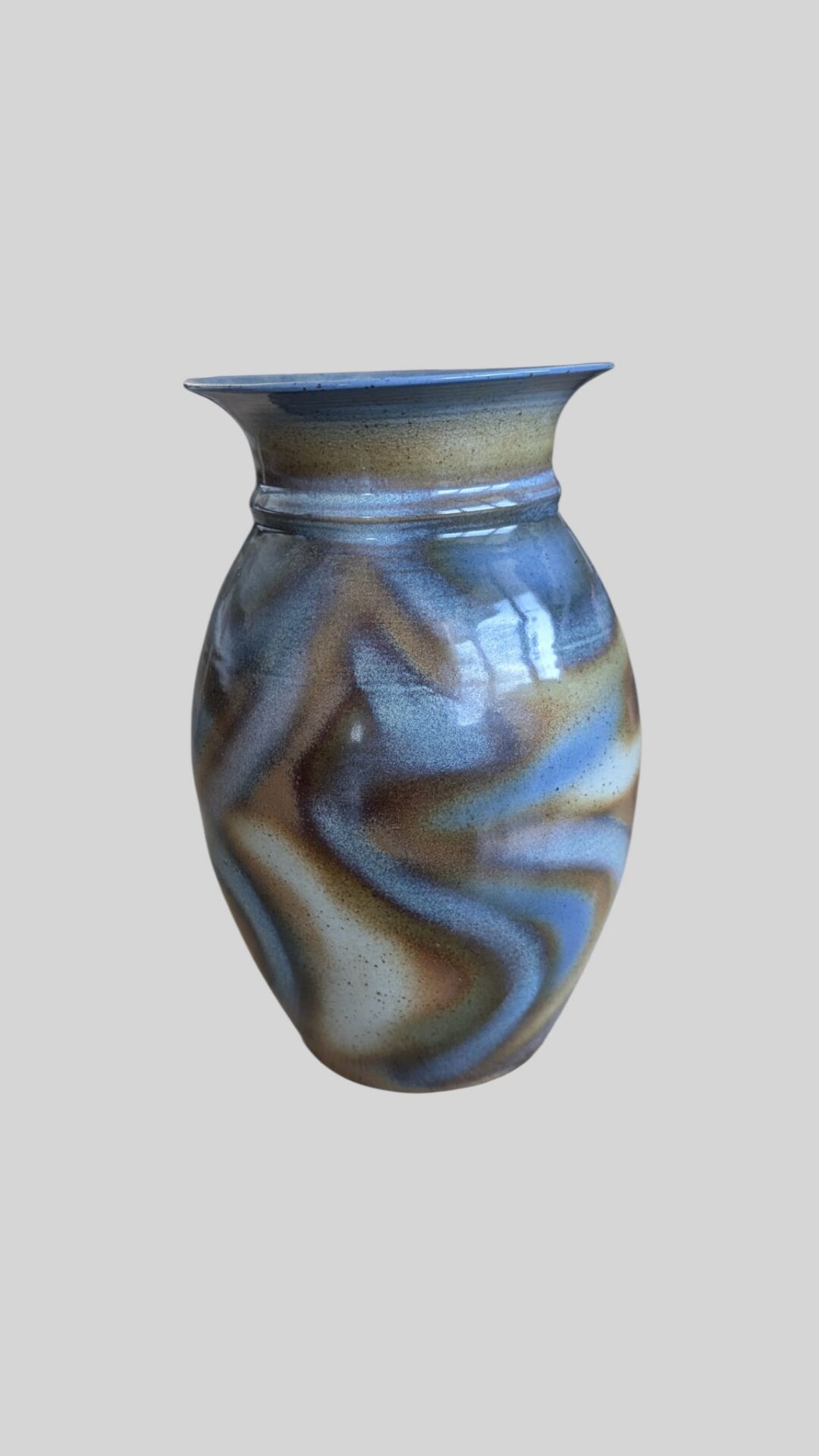 Large glazed stoneware vase signed JM – Jean-Marie Delahaye – 30 cm