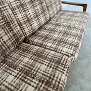 Lot armchairs and sofa 60 years Scandinavian design in vintage blond teak
