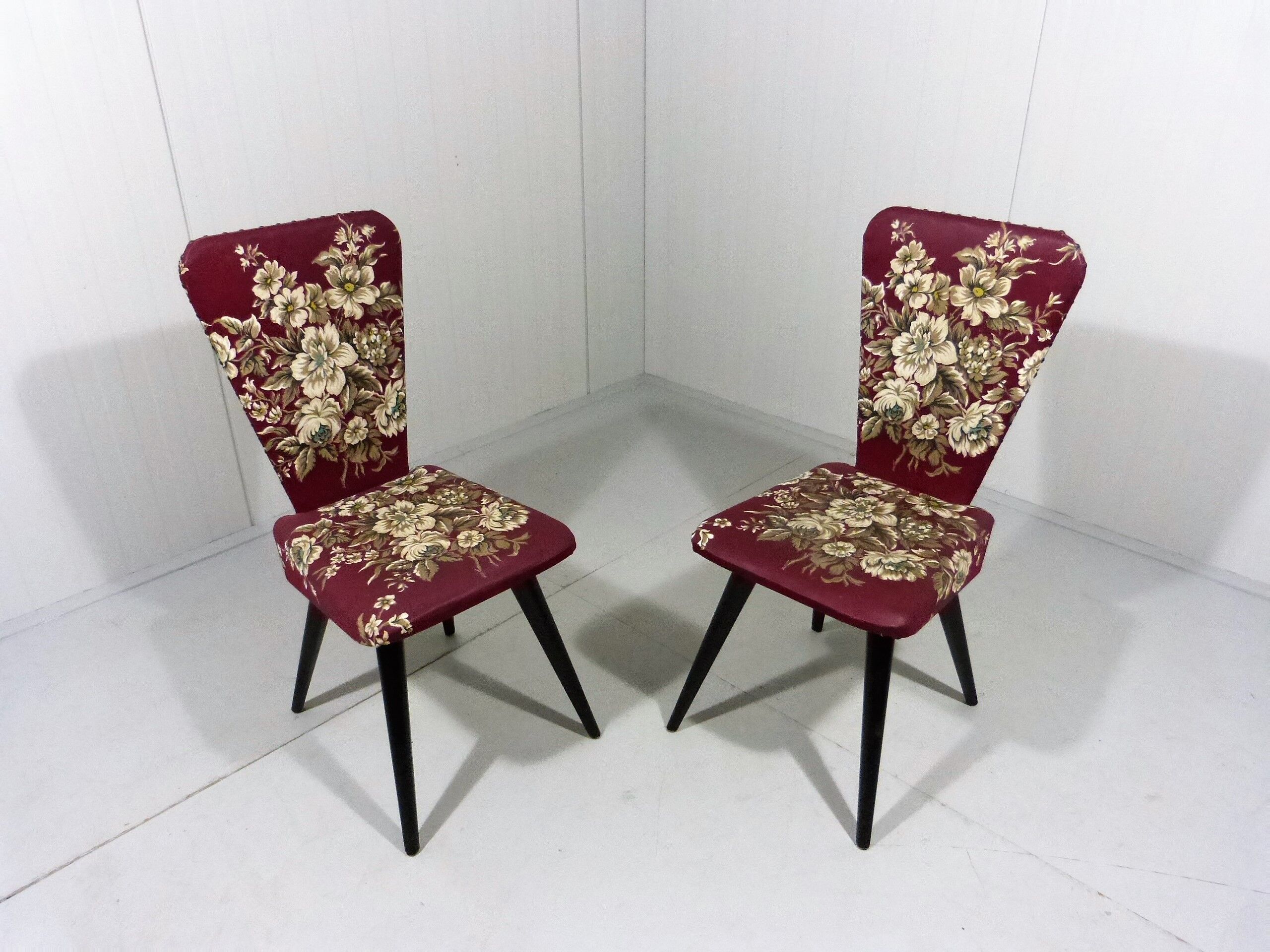 Set of 2 flower side chairs 1950’s