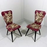 Set de 2 chaises d’appoint fleuries des années 1950