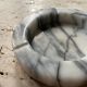 Large round ashtray in white and grey marble