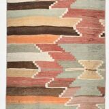 Tribal Pattern Vintage Kilim Runner Rug, 80x347Cm