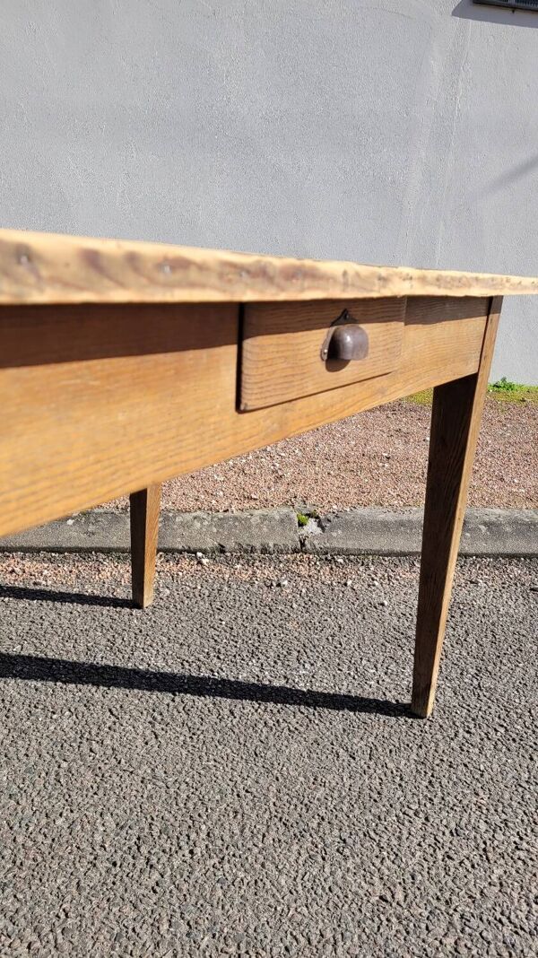 Table de ferme rustique ancienne fabrication 1900s en chêne - 1m22