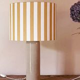 Lampe grès et abat-jour rayures jaunes