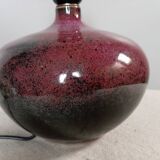 Burgundy/purple ceramic table lamp base, pyrite, signature to identify