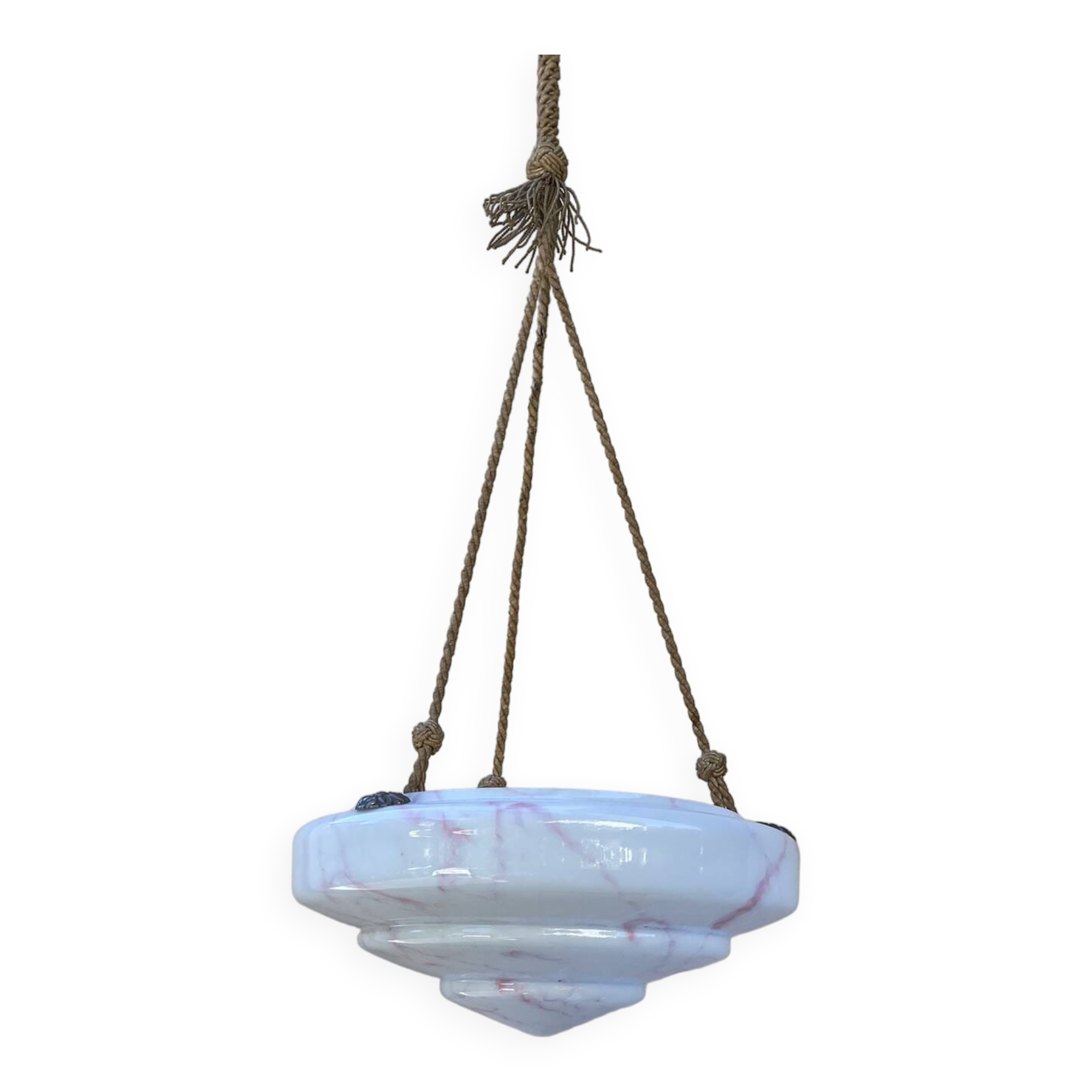 Vintage white and pink opaline chandelier