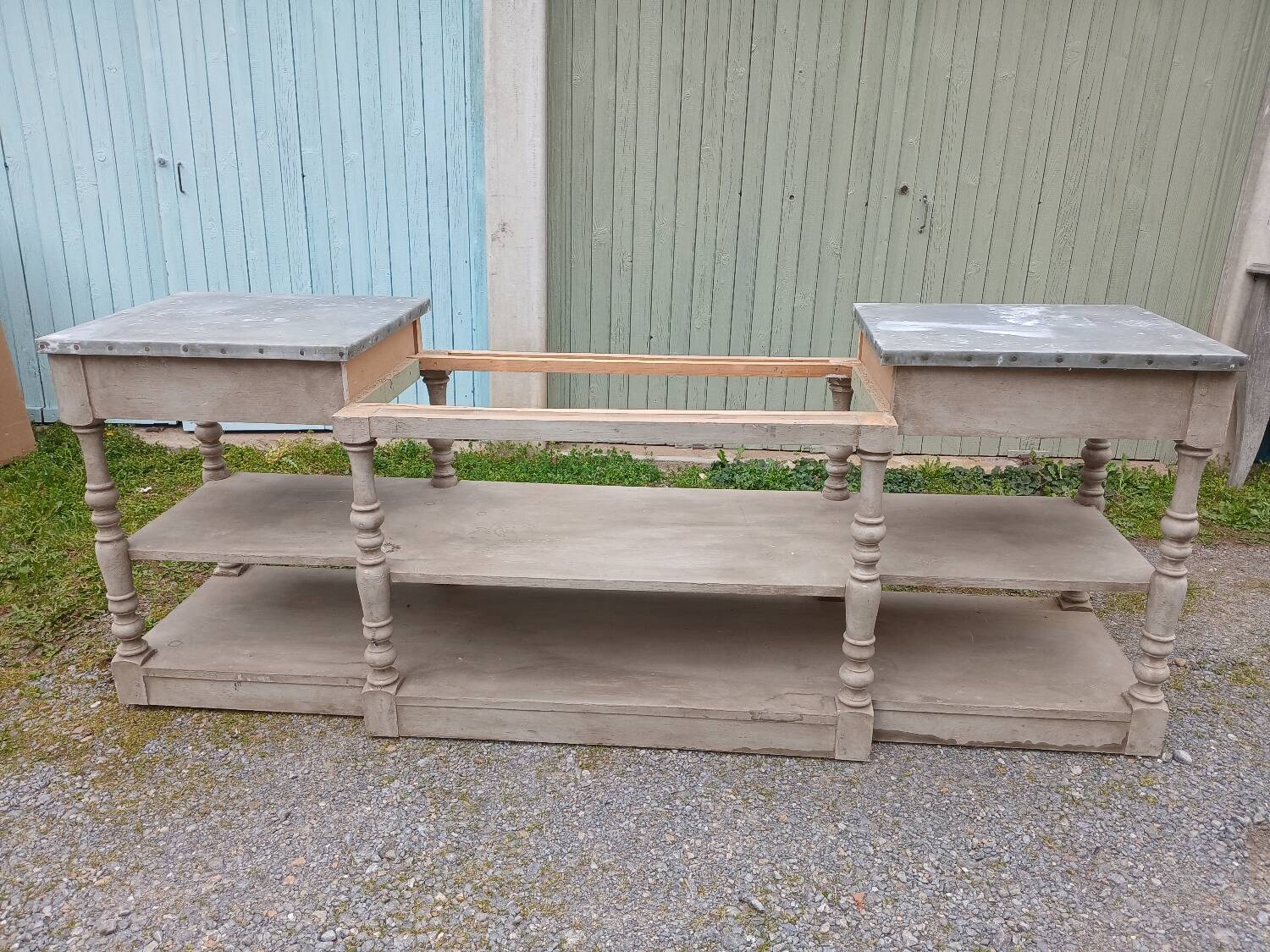 Grand meuble style drapier en bois et zinc
