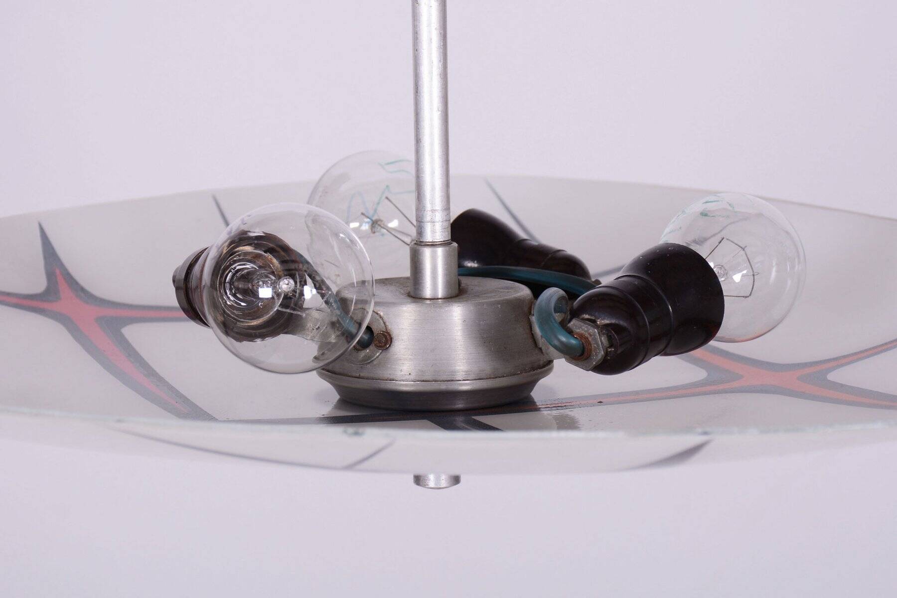 Mid-Century Chandelier in Chromed Steel and Glass, Czech, 1950s