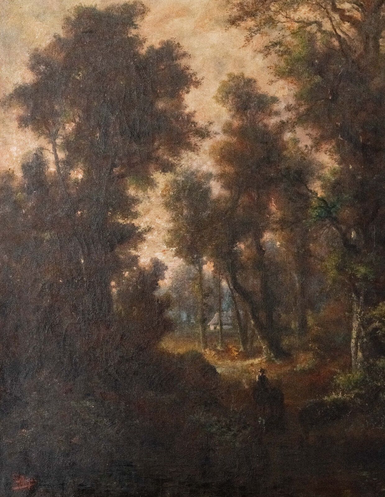 Oil on canvas setting sun the Alsace trough by Meyer