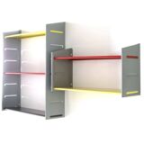 Large Jean Prouvé, Perriand Style Metal Storage Unit – Yellow, Red & Black