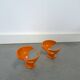 Set 2 x space age oranje haken, wandhaak, kapstok