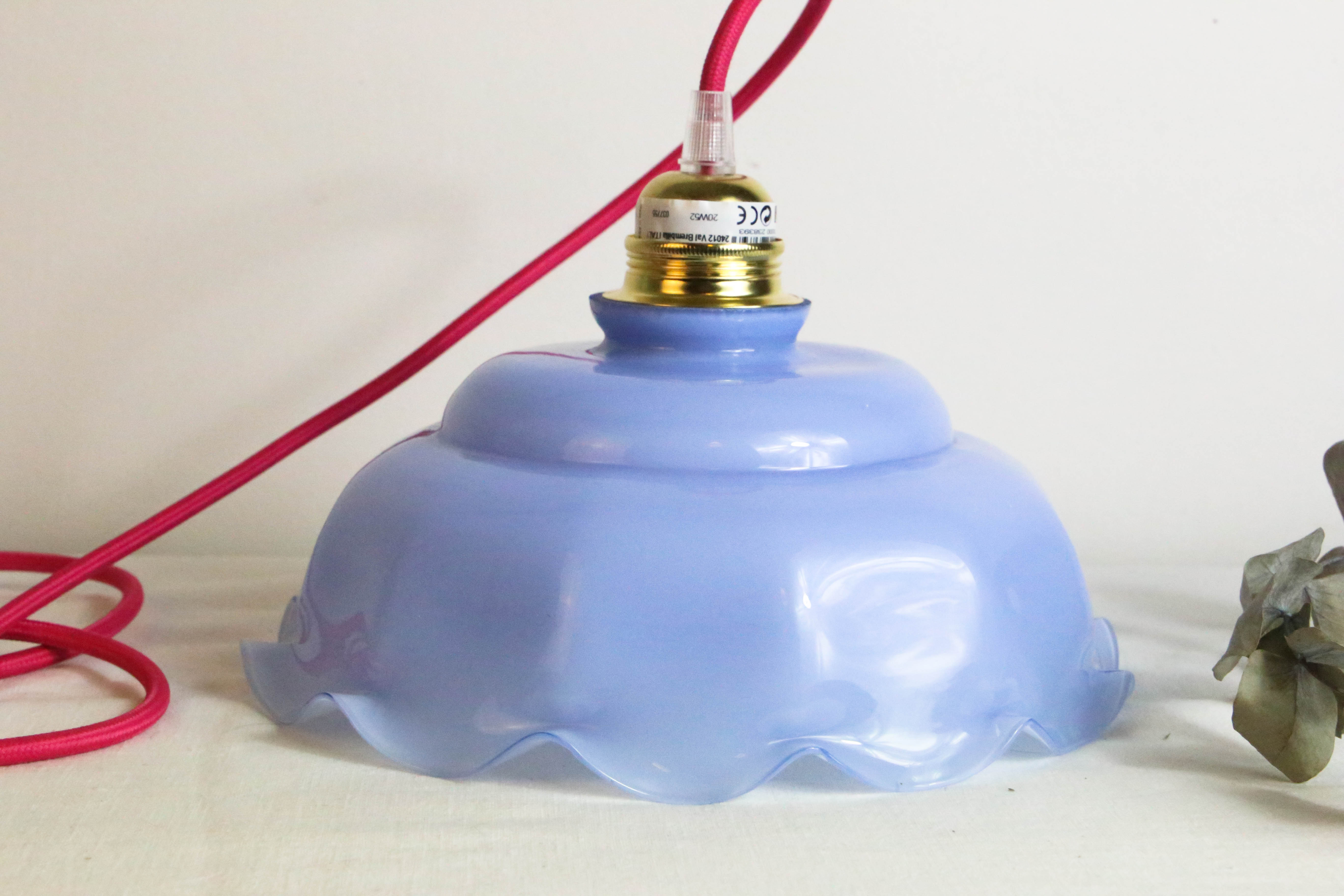 Blue glass pendant lamp, vintage