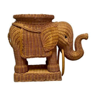 Braided wicker elephant stool 1980