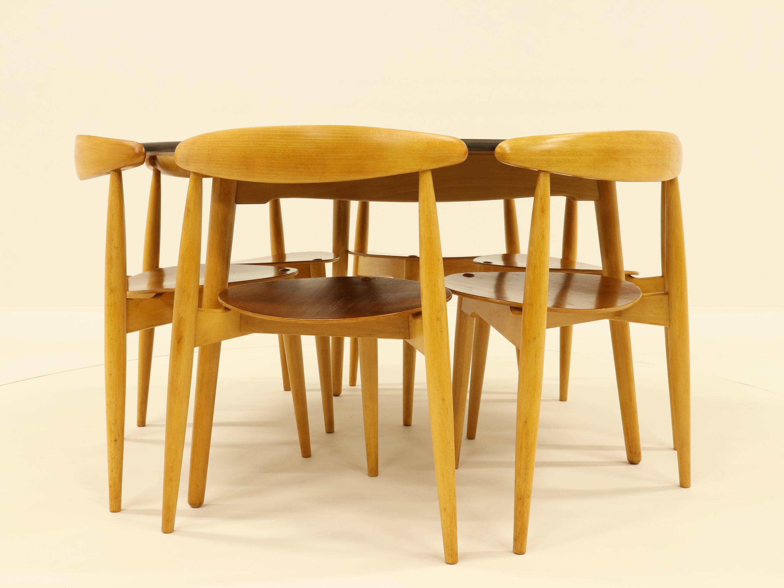 Heart dining set, designed by Hans Wegner for Fitz Hansen,  Denmark 1960s