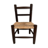 Chaise enfant en bois avec assise en paille vintage
