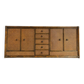 Vintage rattan and travertine sideboard, 1960s