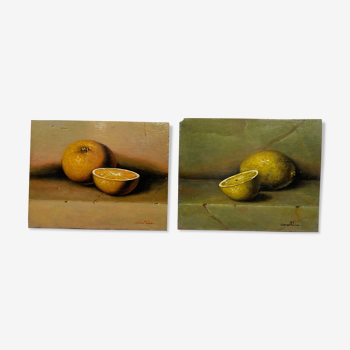 Pair of paintings "Oranges" and "Citrons"