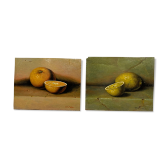 Pair of paintings "Oranges" and "Citrons"