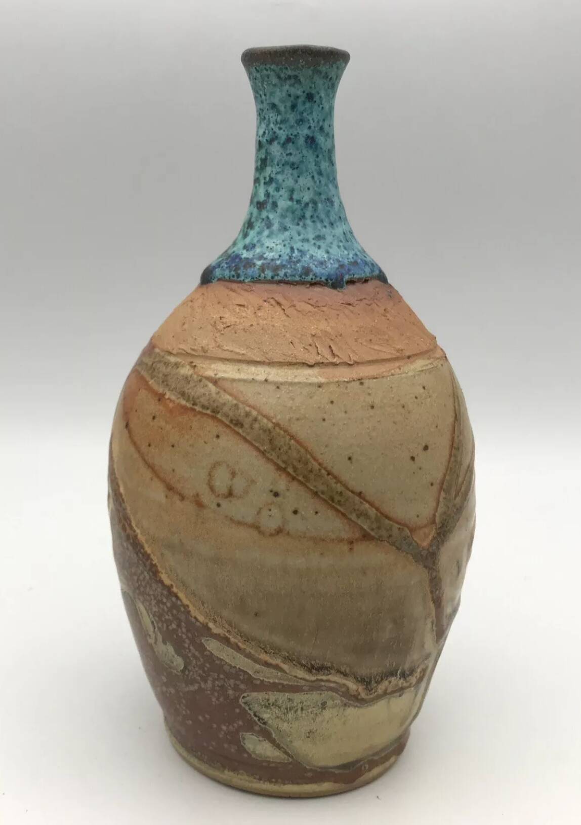 Stoneware vase with effect, unique piece signed by poteries des mostuéjouls