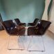 4 Vintage Space Age Chocolate Brown & Chrome Chairs 1970