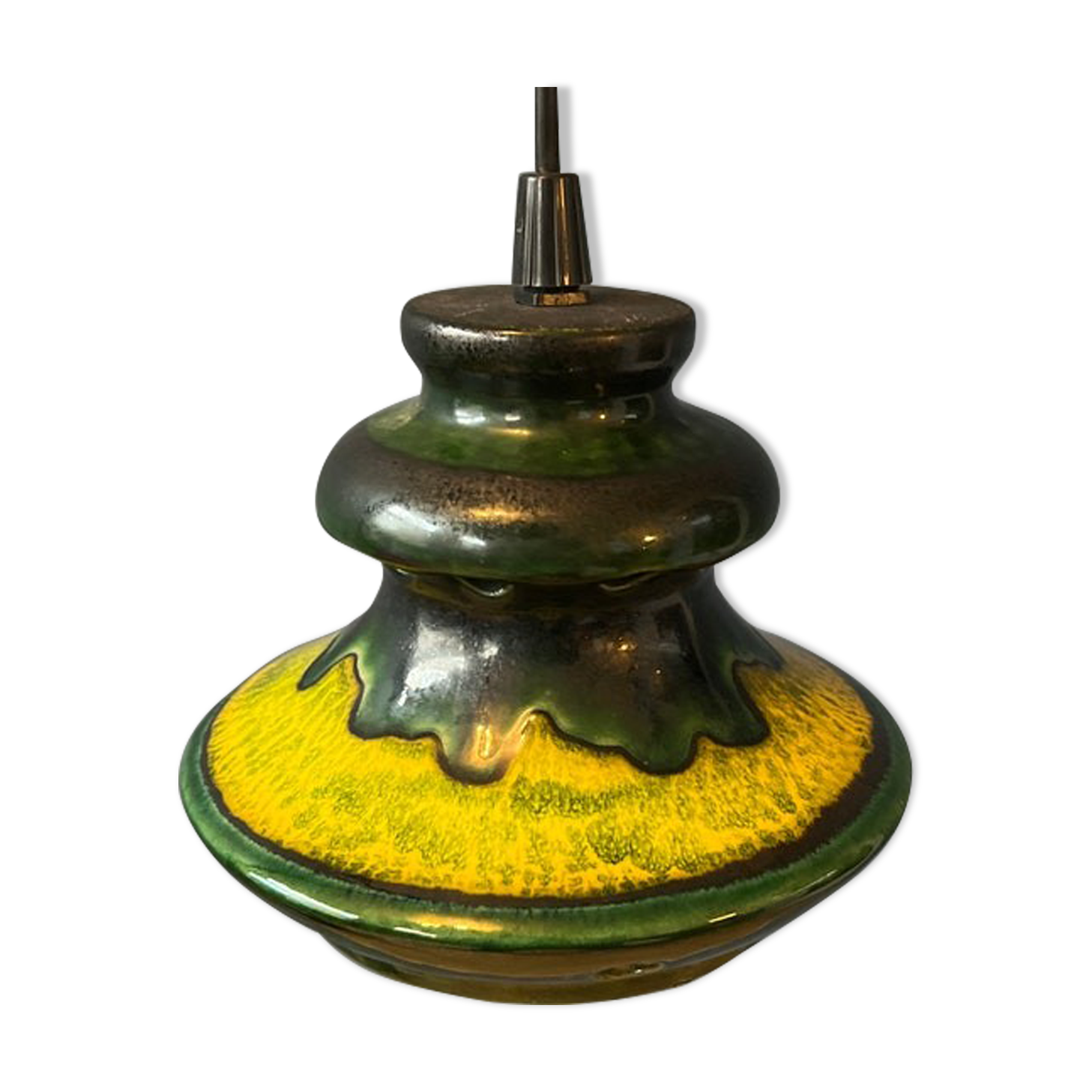 Green pendant lamp west Germany ceramic Fat Lava