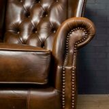 Set of Chesterfield armchairs with footstool
