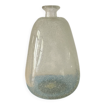 Vintage Bubble Glass Vase, Mid-Century Modern Artisan Hand-Blown Design