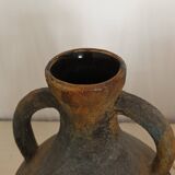 Vintage textured ceramic handle vase