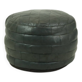 Vintage Round Pouf Patchwork Patchwork Faux Leather 49cm