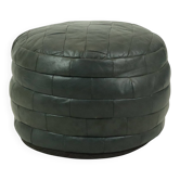 Vintage Round Pouf Patchwork Patchwork Faux Leather 49cm