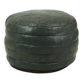 Vintage Round Pouf Patchwork Patchwork Faux Leather 49cm