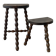 Two French farmhouse stools made of turned wood.