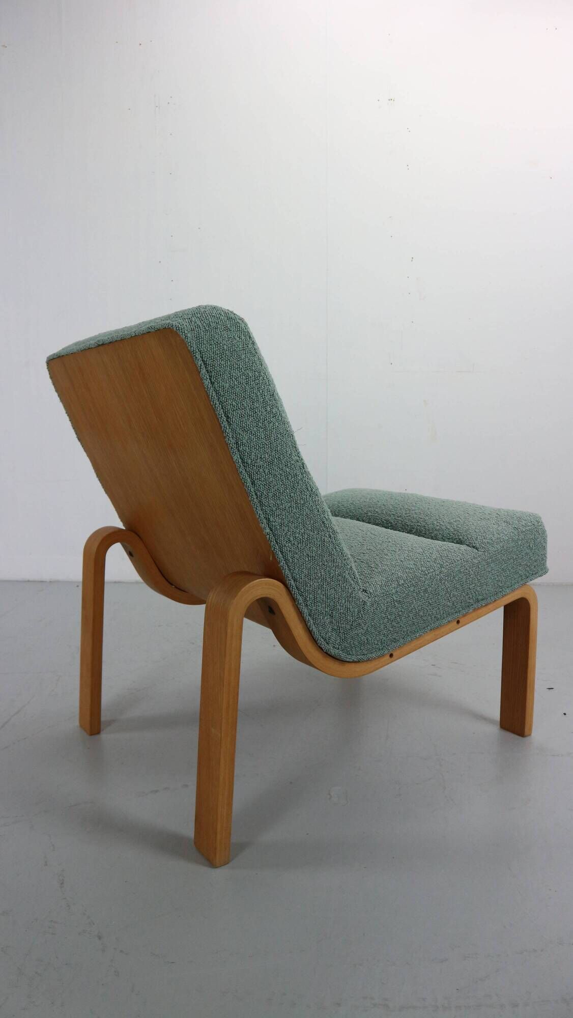 Danish Plywood Lounge Chair by Magnus Olesen,  in mint bouclé