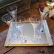Romanart champagne flutes, mouth-blown, engraved grapes