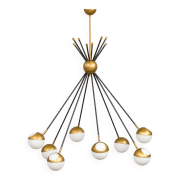 Italian Brass Sputnik Chandelier In Stilnovo Style